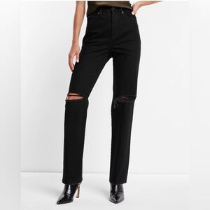 Modern straight super high rise black jeans